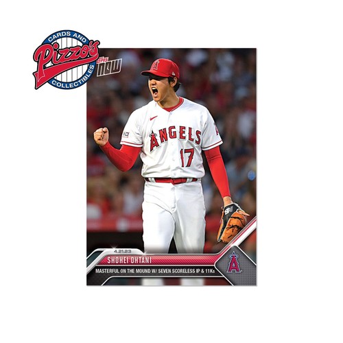 Shohei Ohtani 7 Scoreless 11 K’s 2023 MLB TOPPS NOW Card 161 in hand