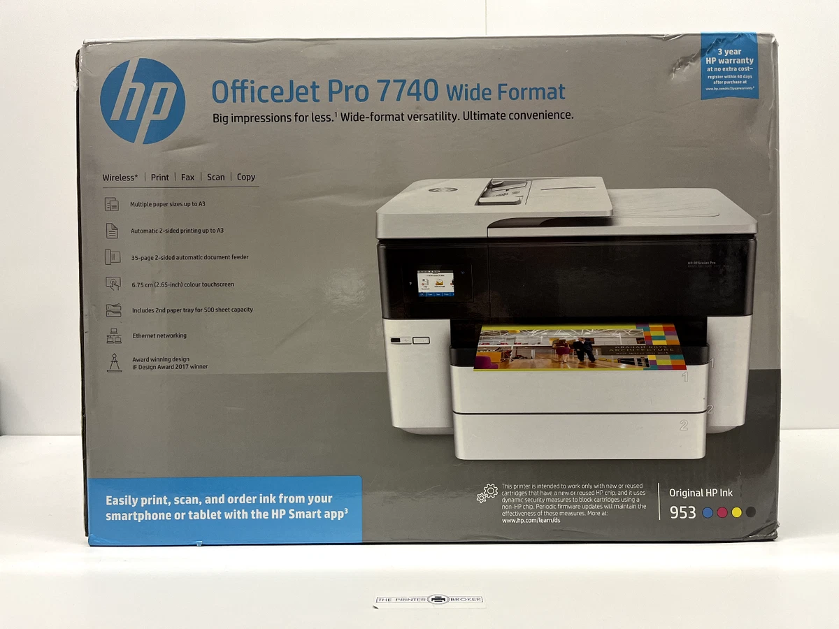 HP OfficeJet Pro 7740, A4/A3 Color Print, A4/A3 Color Scan, Copy, Fax,  Duplex Print, Duplex Scanin