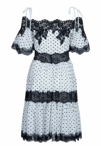 Vestido Blumarine Zimmermann Bordado Lunares Imperio Encaje Algodón Acampanado 42 6 - Imagen 2 de 12