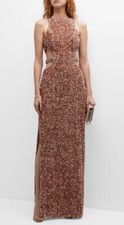Liv Foster Cut Out Sequin Halter Gown Size 0 NWT MSRP $395