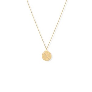 Authentic 14k Gold Plated 925 Silver CZ Zodiac Aries Coin Constellation 16+2" Necklace