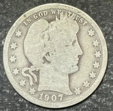 1907-D Barber Quarter Very Nice Silver Better Denver Tougher Date lb43