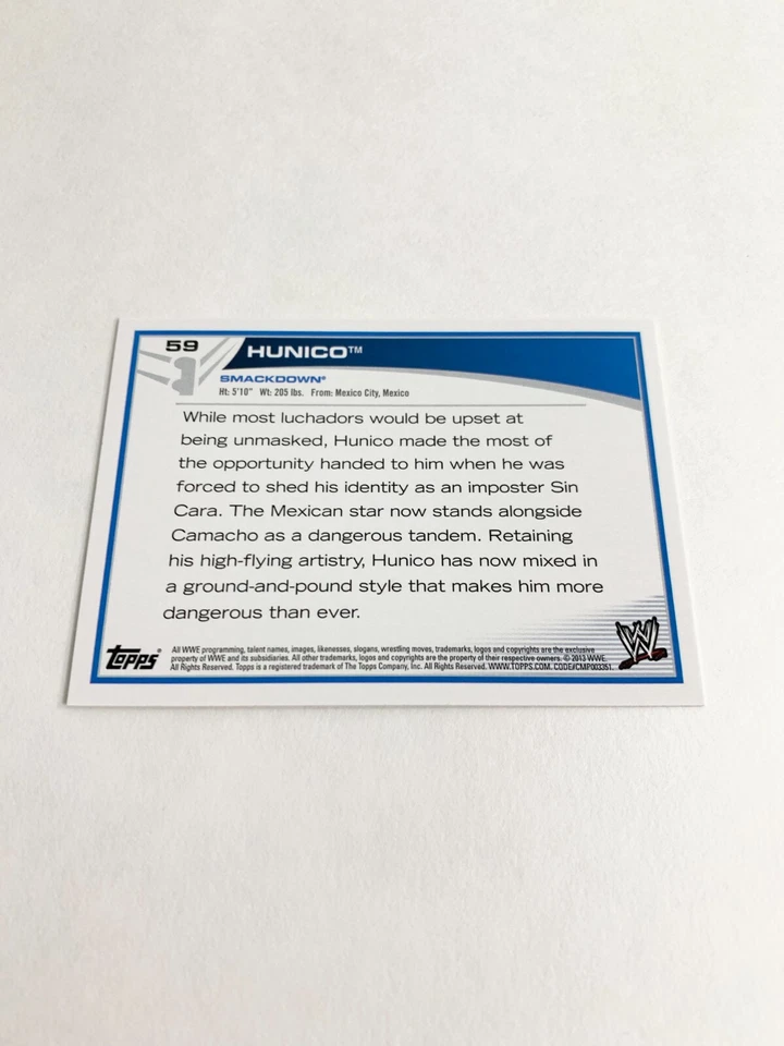 Hunico 2013 Topps WWE Card # 59 - Image 2 of 2