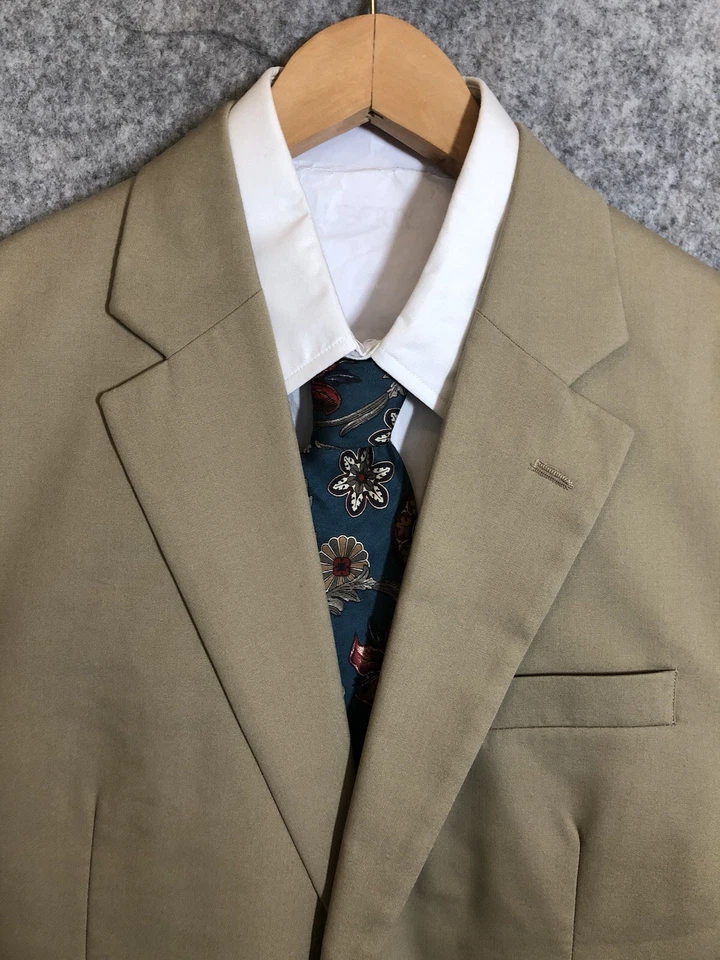 Jos A 银行套装棕褐色卡其色 38R 两件式裤子 32 商务职业经典 — 第 2/4 张图片