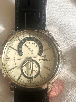 Festina Herren Quarz Multifunction Uhr Edelstahl silber ZB Lederband Datum F8873