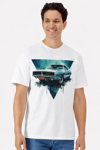 1969 Dodge Charger R/T Classic Car Graphic tee - White - product listing photo