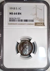 NGC MS-64 BN 1918-S Lincoln Cent, Blazing, Lightly Toned, Scarce Date!