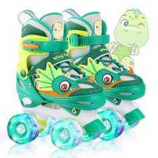 Dino Roller Skates for Boys Girls,WESKIFAN Dinosaur Quad Skating Shoes with S...