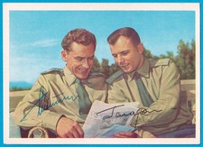 Yuri Gagarin and German Titov Soviet cosmonauts signed postcard