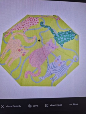 Original Duckhead Compact Regenschirm Lime Green Arty Cat Print Limited Edition Neu