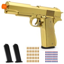 Gold Soft Bullet Toy Gun Shell Ejecting for Boys, Realistic Toy Pistol with 2...