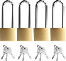 4 Pcs Padlock with Keys, 3.4 Inch Long Keyed Padlocks, Shackle Pad Lock with Key