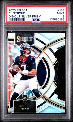 2023 PANINI SELECT DIE-CUT SILVER PRIZM #183 CJ STROUD ROOKIE RC PSA 9