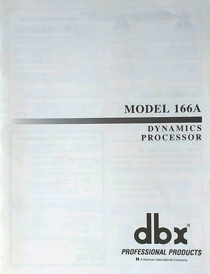dbx Model 166A Dynamics Processor Rack Unit Original Owner's Manual Book.