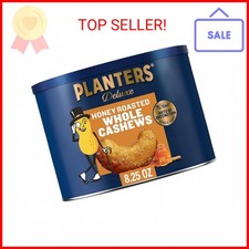 PLANTERS Deluxe Honey Roasted Whole Cashews, Party Snack, Plant-Based Protein, A