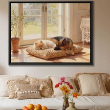 Pomeranian Dog Canvas Print Vintage Dog Wall Art Living Room Decor Oil Painting