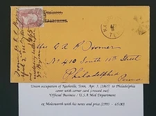 RAS #65 Scott US Cover On Med Corner April 3 1865 Nashville TN Union Occupation