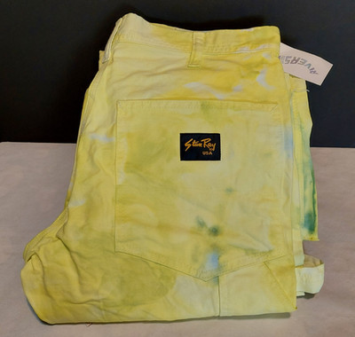 Stan Ray Pants Yellow Green Tie Dye Painter Carpenter Work NWT 32 X 28 Size L 