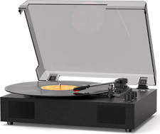 Vintage Vinyl Record Player with Built-in Stereo Speakers, Bluetooth Turntable f
