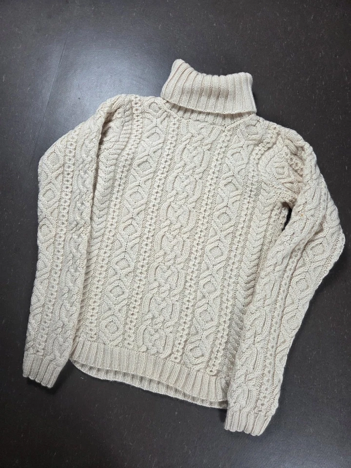 Pull vintage Ralph Lauren col roulé torsadé laine handknit - Photo 3/4