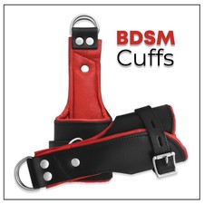 Set bondage BDSM con manette in vera pelle, 2 pezzi, regolabili