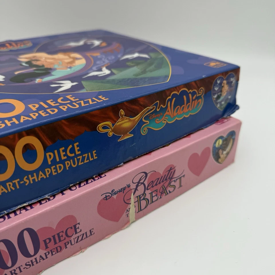 Rompecabezas Bestia Bella Bella de Disney dorado de colección Bella Aladdin en forma de corazón 100 piezas juguete Foto 4 de 4