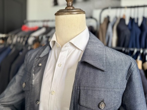 NWT Spectacular Leather/Wool/Cotton Brioni Gray Denim-esque Jacket 40R US/50R IT - Picture 7 of 20