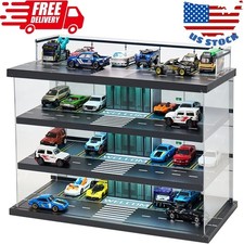 Display Case for Hot Wheels Garage Matchbox Cars with LED Light 1/64 Scale Di