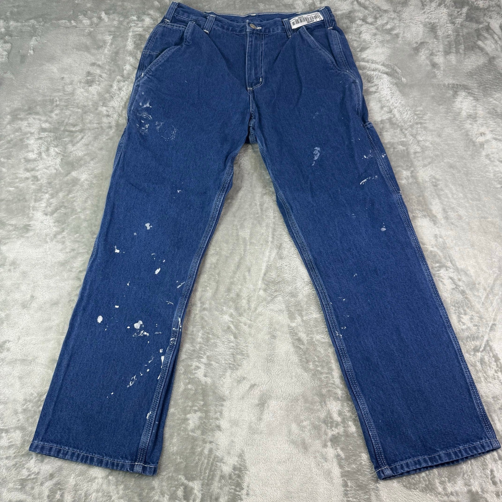VTG Carhartt Dungaree Fit blue denim workwear carpenter pants mens 30x28