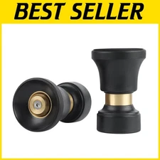 Heavy Duty Brass Fireman Style Hose Nozzle - 2 Pack