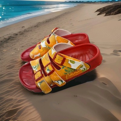 Birkenstocks Birki's Sansibar Tropical Citrus Rubber Sandals Size 37EU Preowned 