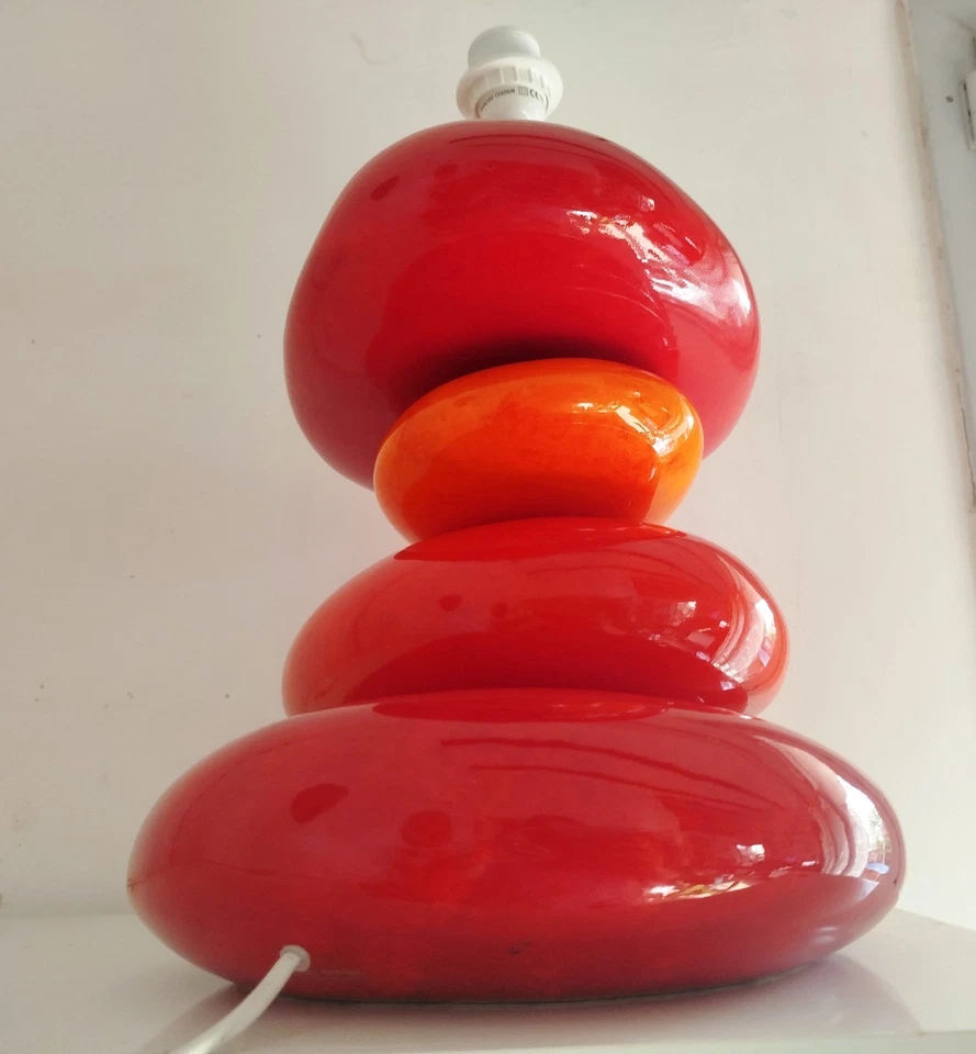 Grande Lampe Céramique design 1980's François Chatain – modèle galets – signée - Photo 3/4