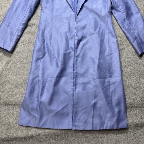 Le Suit Dress Coat Set Womens 6 Baby Blue Long Open Coat Shoulder Pads Straight - Picture 3 of 24