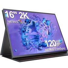 Newsoul 16" 120Hz Gaming Monitor 2560x1600 FreeSync Portable Monitor USB C HDMI