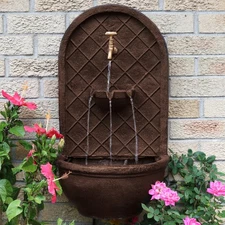 Messina Outdoor Solar Wall Fountain with Battery - Bronze by Sunnydaze