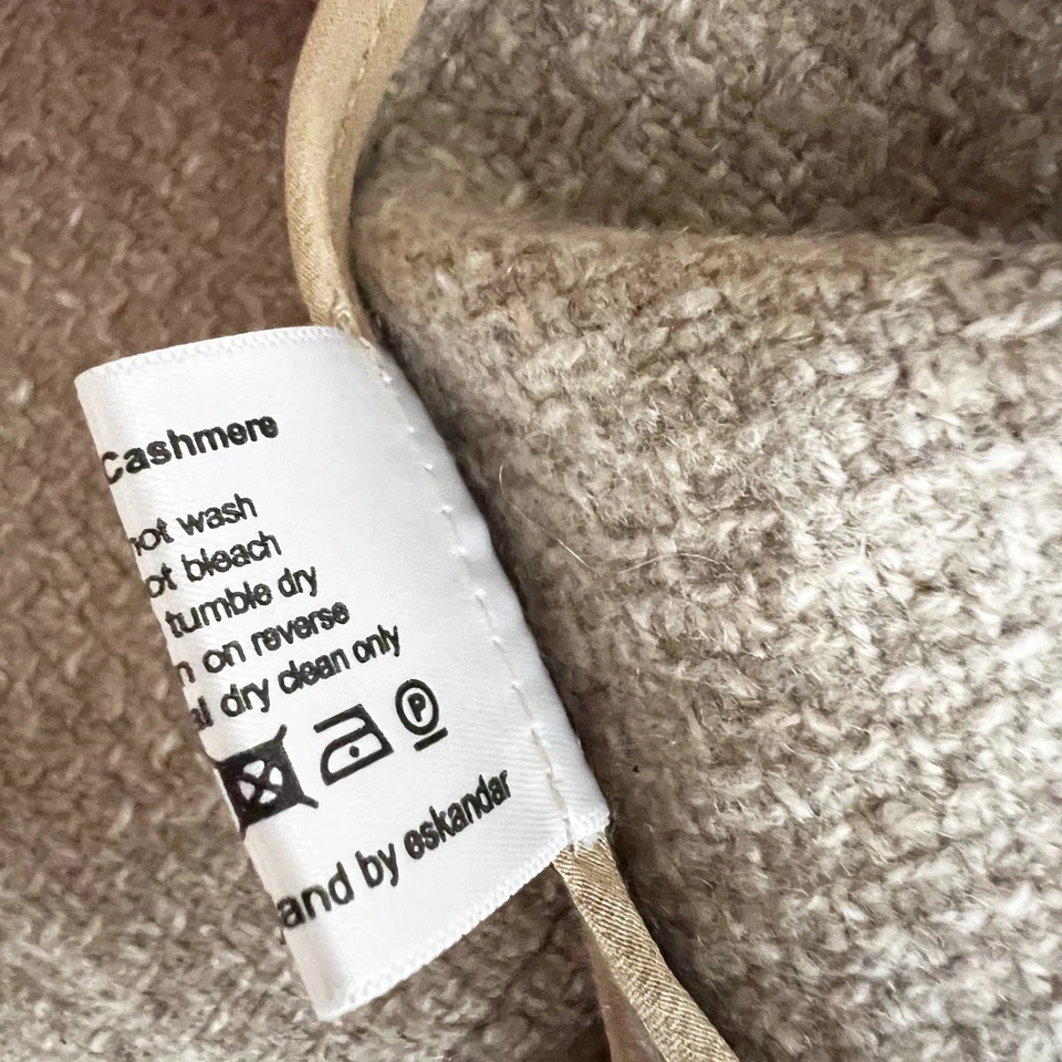 Eskandar 100% Cashmere Knit Waterfall Open Collar Cardigan Sweater Beige Tan L - Image 3 of 4