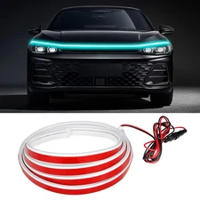 79" Car Hood LED Light Strip - Waterproof Dynamic Scan DRL, Ice Blue