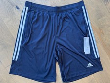 adidas Men's Aeroready 3-Stripe PES Shorts Navy/White 2 Zipper Pockets Large NWT