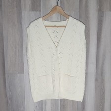 Vintage Style Hand Knit Cardigan Vest Grandpacore Cream No Brand Cottage