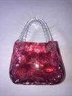 Vintage Art Hand Blown Glass Murano Style Purse Handbag Vase 8” Tall