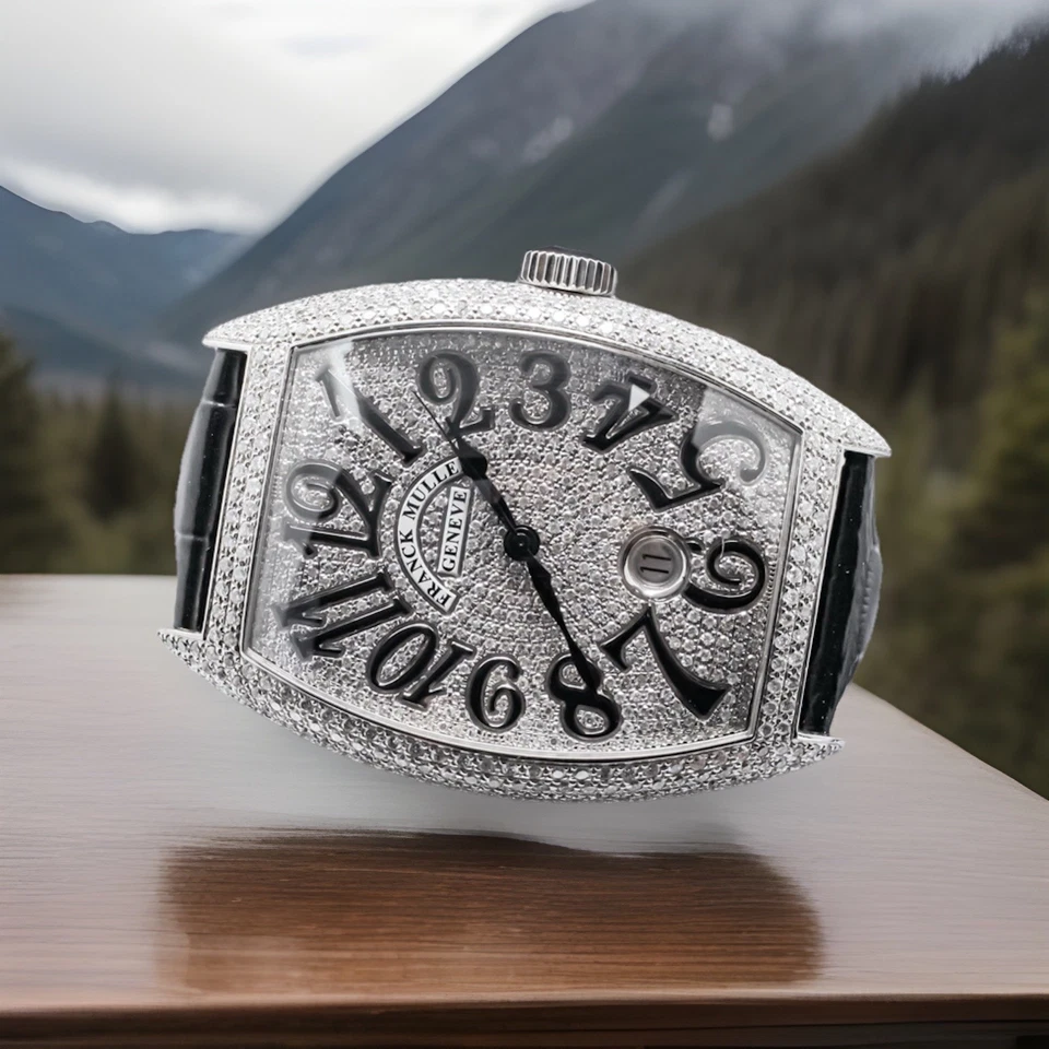 Juego de diamantes personalizados Franck Muller Cintree Curvex negro 8880 B SC DT Foto 3 de 4