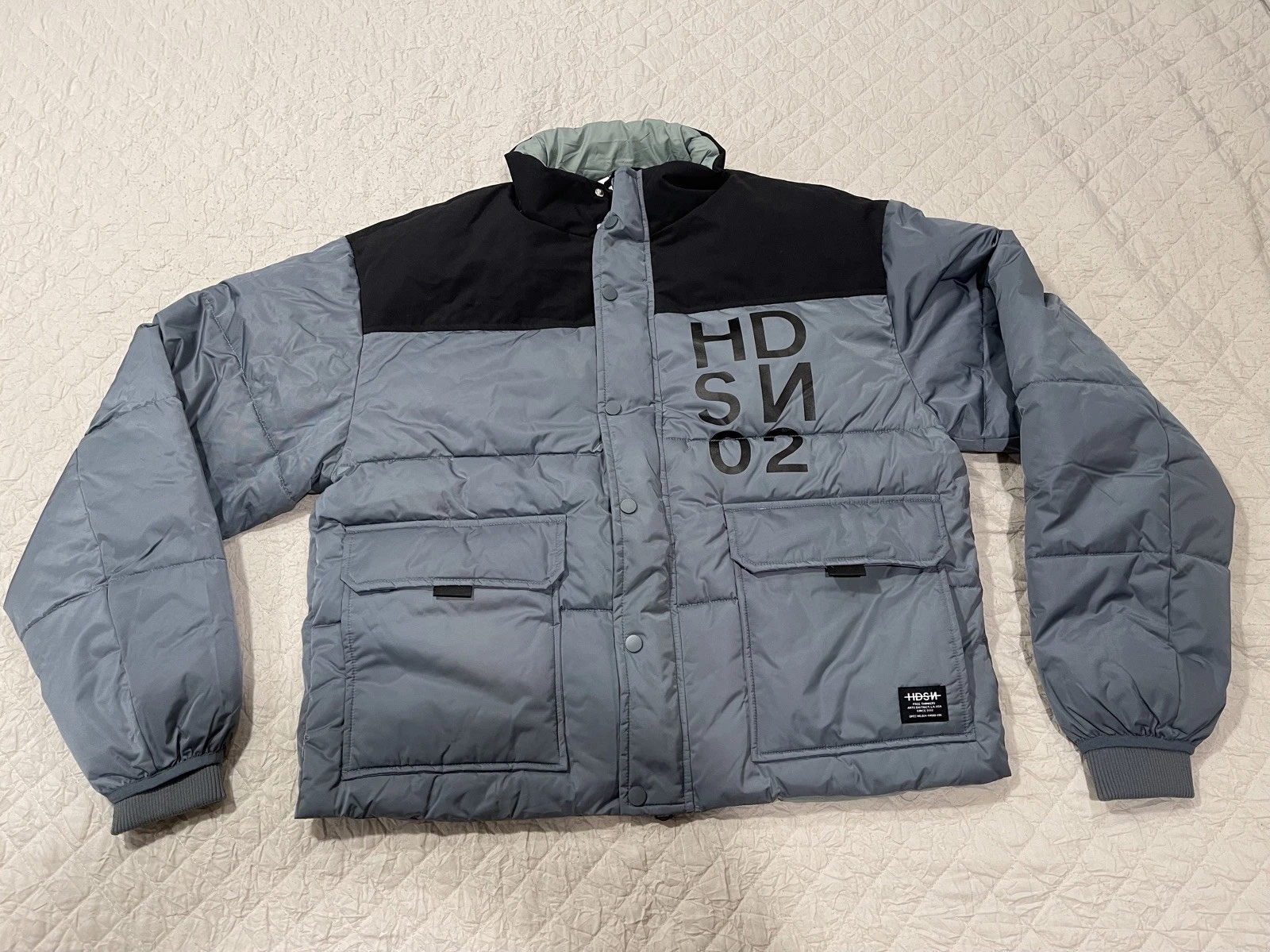 HUDSON Stormy Twill Quilted Short Puffer Jacket Men Size Medium NWT