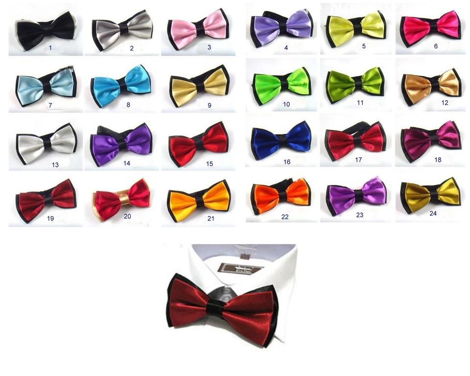 FLIEGE ZWEIFARBIG Schleife Doppelfliege Damen Herren Teens schwarz+Farbe NEU - Bild 1 von 1