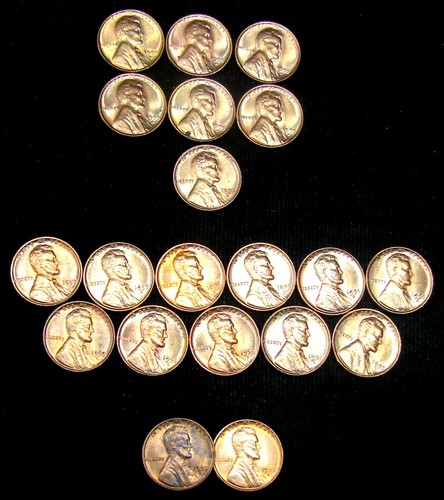 1955-D & 1955-S LINCOLN WHEAT CENT CUD ERRORS FILLED 5's & FILLED 9's *20 COINS*