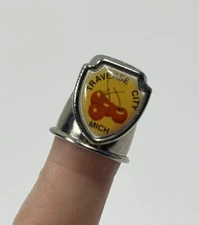 Michigan Metal Thimble Traverse City Badge Cherry Cherries