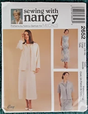 McCall's Sewing With Nancy Pattern 2652 Misses' Dress & Jacket Sewing Project H
