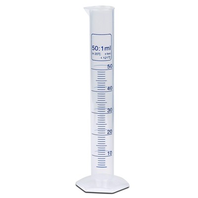 Plastic Graduated Cylinder 50ml Pp Blue Printed Graduations Case 24 Ebay