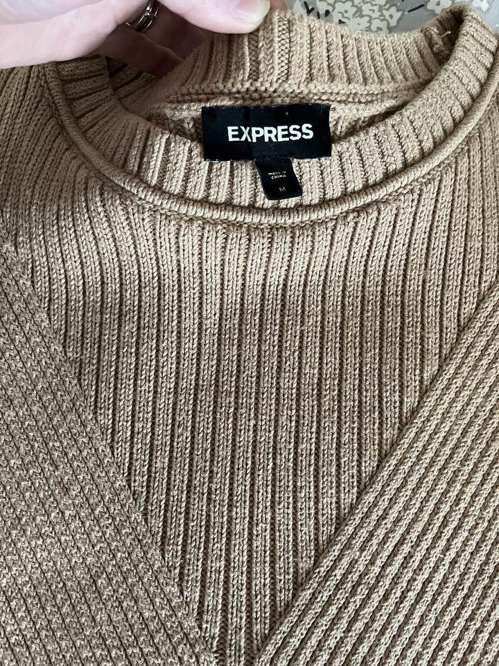 Express Sweater Crew Neck Long Sleeve Tan Color Womens Women’s Warm