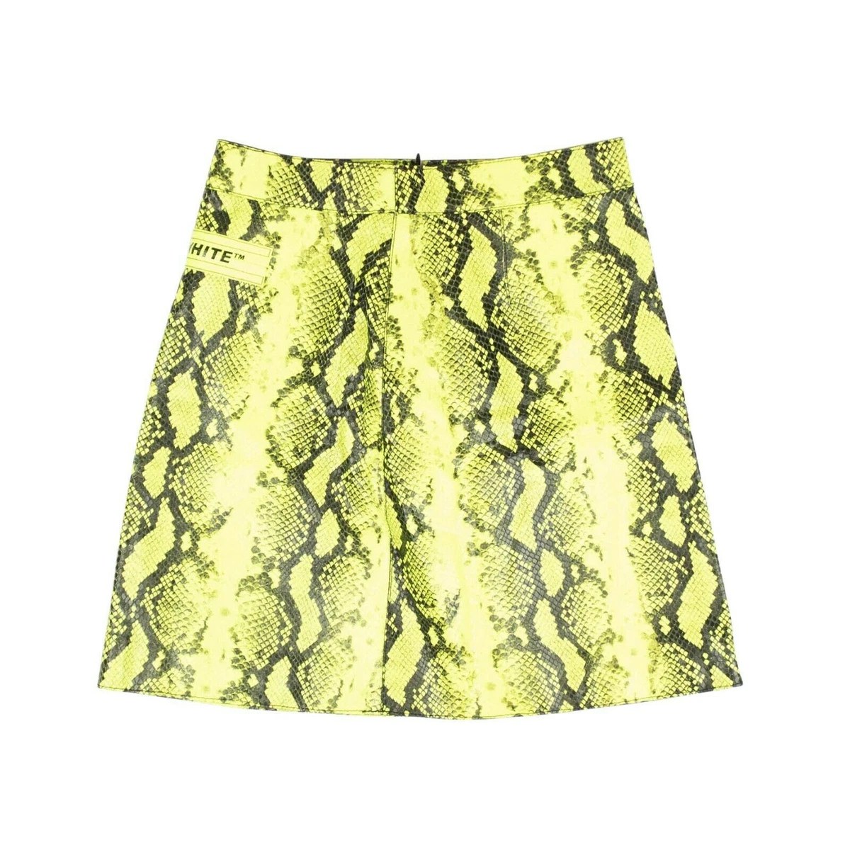 White leather skirt yellow cheap