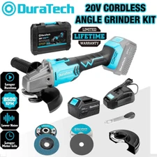 DURATECH 20V Cordless Brushless Angle Grinder Tool Kit 4-1/2" Disc 4.0Ah Battery